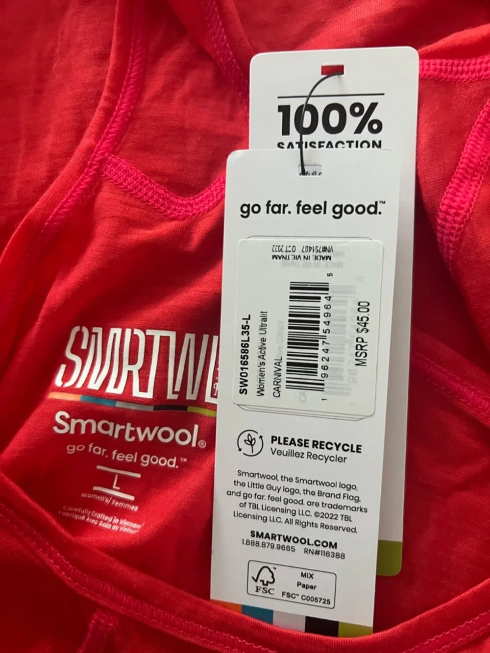 Smartwool Ultra light Racerback Performance Tank Large - Picture 2 of 2